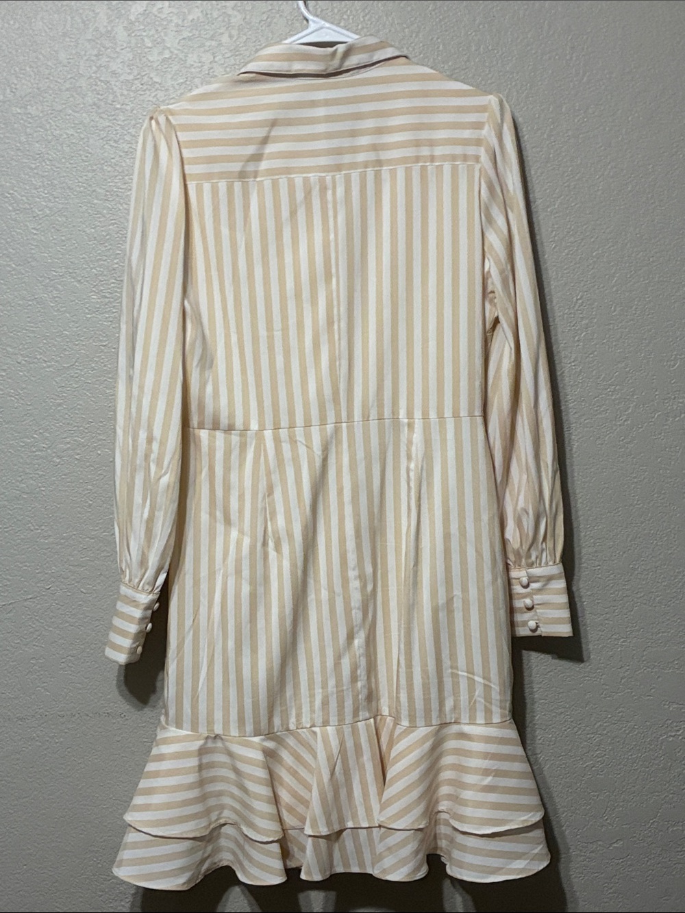 Alex Marie Cream Striped Button-Front Tie-Waist Long Sleeve Dress - Picture 10 of 10